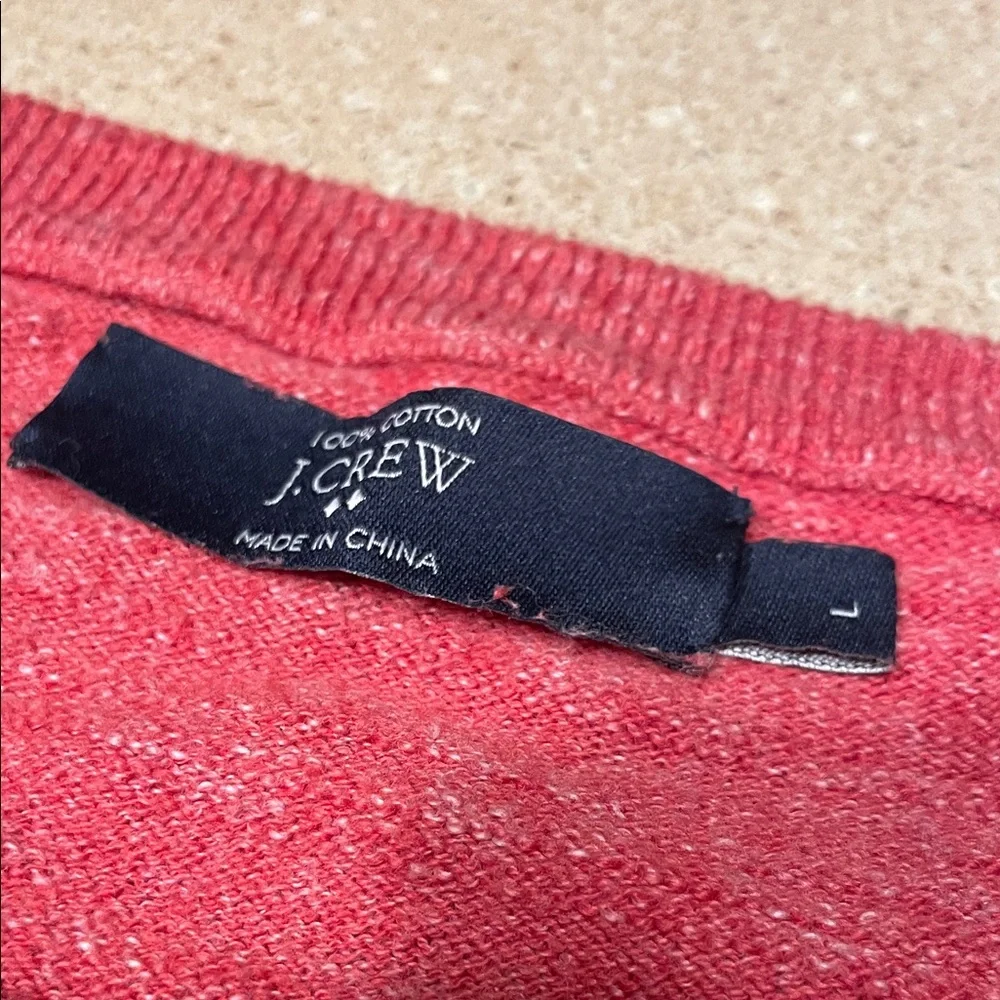J. Crew Red and White Striped Crewneck Sweater